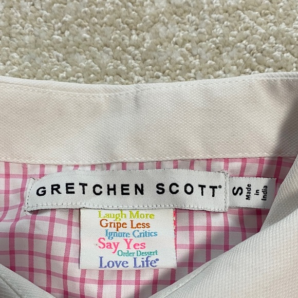 Gretchen Scott Designs Pink and White Button-Down Shirt Size S 65%. Polyester - Picture 8 of 16